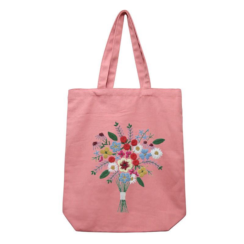 Handmade DIY Embroidery Canvas Tote Bag Kit - Creative Gift for Couples
