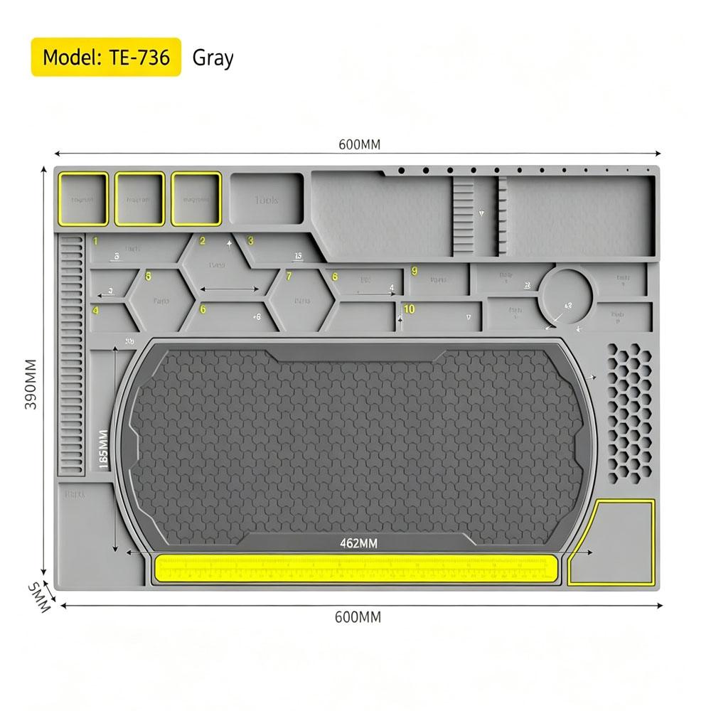 Multifunctional Silicone Repair Mat with Screw Fixing & Tool Storage Groove Welding Pad for Phone Laptop PC Motherboard Repair