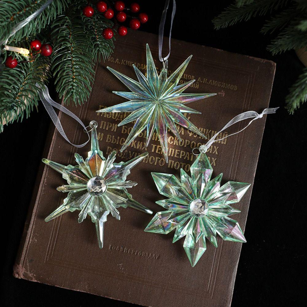 Shiny Christmas Tree Snowflake Pendant Acrylic Elk Xmas Ornament Hangging Party Supplies Christmas Tree Decorations New Year