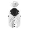 Boys Contrasting Lapel Collar Sleeveless Shiny Sequin Vest Sequined Hat Jazz Dance Performance Set