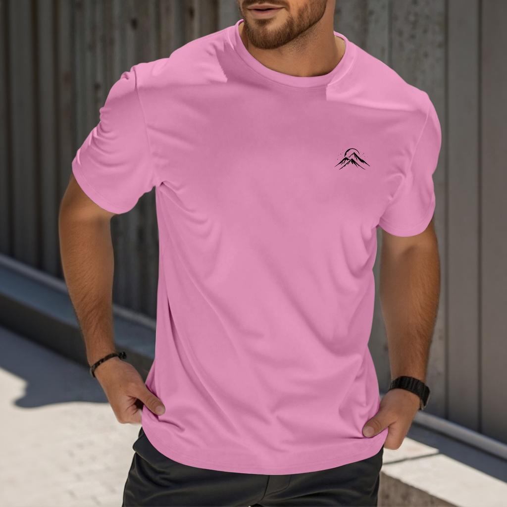 Men's Fashion Printed Round Neck Straight Shoulder Short Sleeve T-Shirt Top