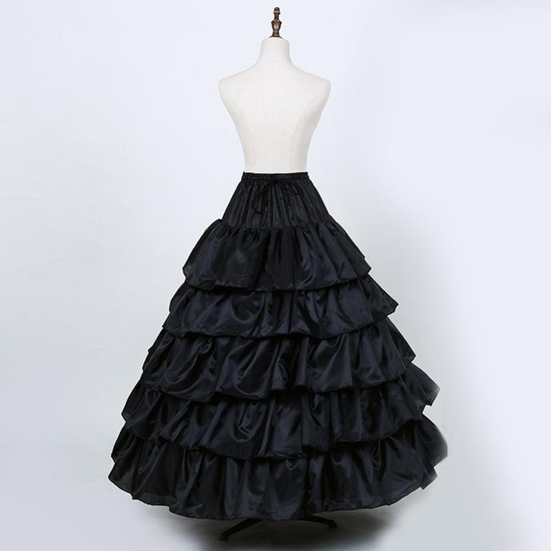 Women Crinoline Petticoat Black Ruffles Hoop Skirt Floor Length Ball Gown Slip Girls Underskirt for Wedding Bridal Dress