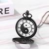 Montre de poche Taiji Bagua Yin Yang Pendentif Antique Montre à affichage analogique Étanche Montre de poche Style chinois Collier Chaîne de pull Noir Anniversaire