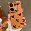 Fashion Bowknot Print TPU Leather Texture Slim Matte Case For Xiaomi 13T Pro Poco X6 Redmi Note 14 13 12 Pro 11 Shockproof Soft Protection Phone Cover