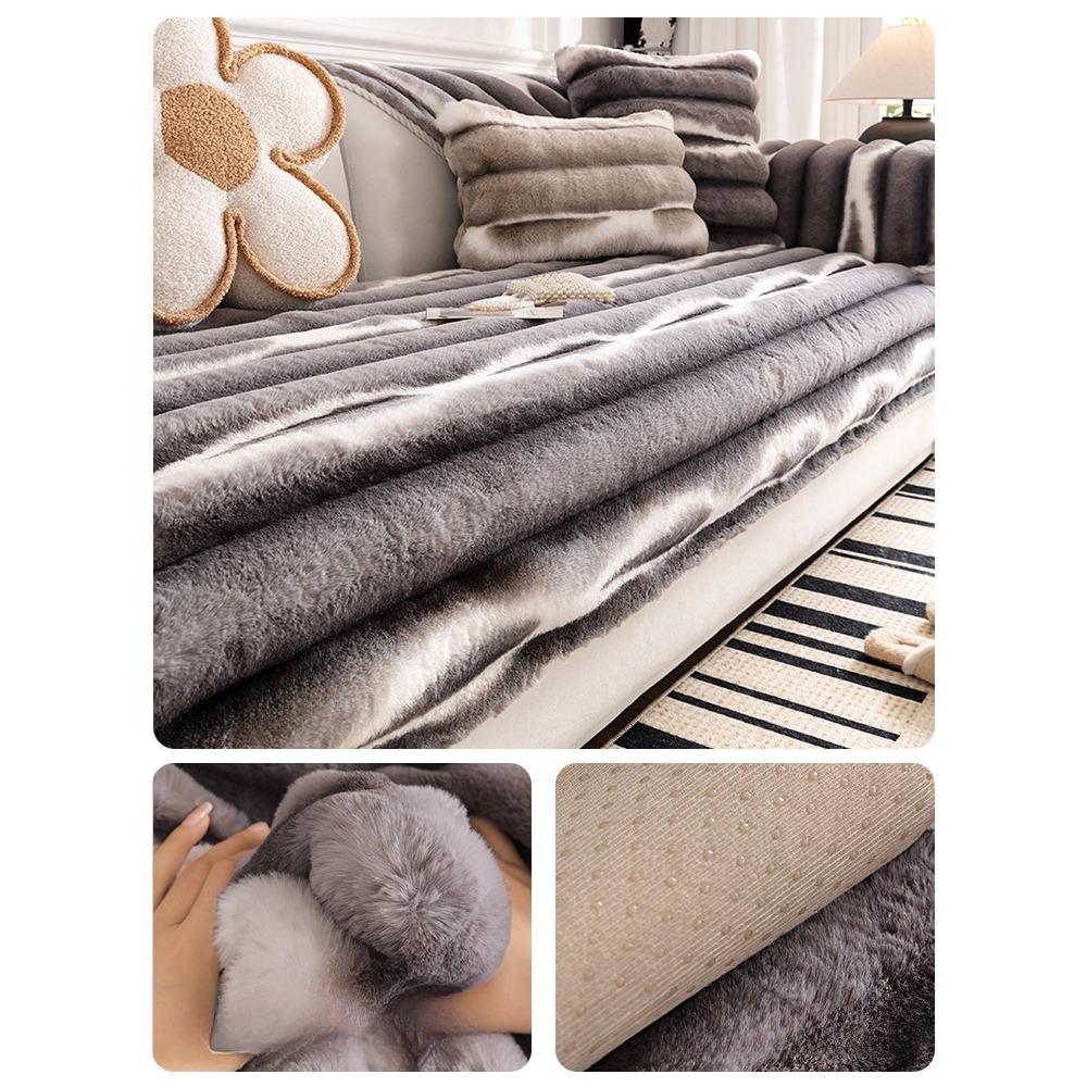 

Подушка для дивана из плюша с изображением кролика, зимние утолщенные нескользящие подушки для сидений, кожаный чехол для дивана, полностью покрытая тканью 70*70cm