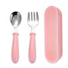 Set furculiță și lingură din oțel inoxidabil pentru copii, pentru antrenamentul la hrănirea bebelușilor – veselă portabilă pentru hrănire