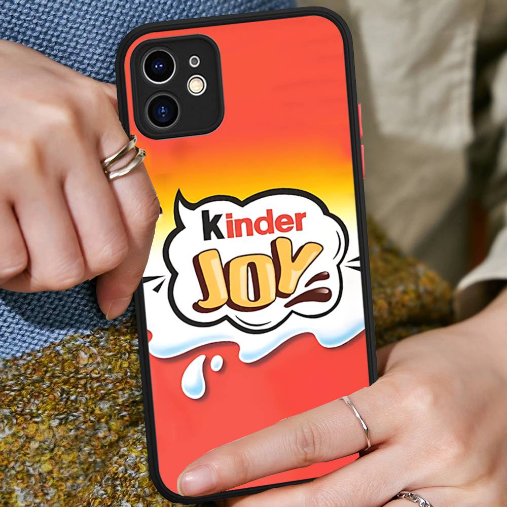 Cute Kinder Surprise Eggs Logo For IPhone 16 15 14 13 12 11 Pro Max X XS MAX Plus Translucent Black Phone Cover