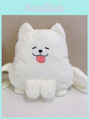 White Plush Dog Girl Backpack With Zipper Closure For Daily Use And Cute Style