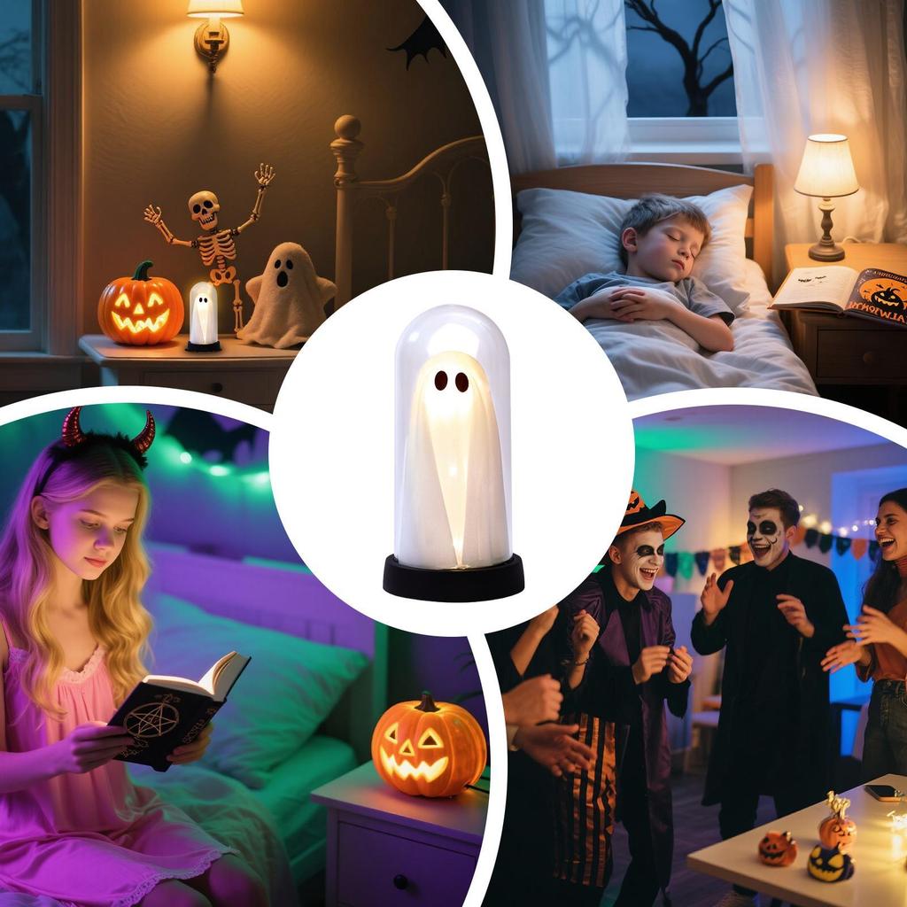 Halloween Ghost Gothic-Style Table Decor Ghost With LED Light Creepy Home Accents Eerie Halloween Decoration For Indoor Outdoor