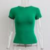 Summer Basic Round Neck Short-Sleeved T-Shirt for Women, Tight-Fitting, Sexy, European and American Style, Simple Pure Color, Versatile Top for Women