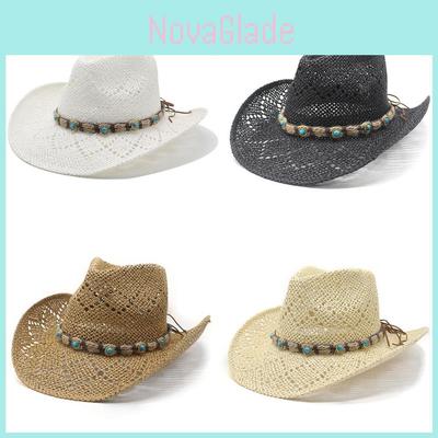 Ethnic Style Straw Hat With Wide Brim For Sun Protection And Breathability Summer Accessory