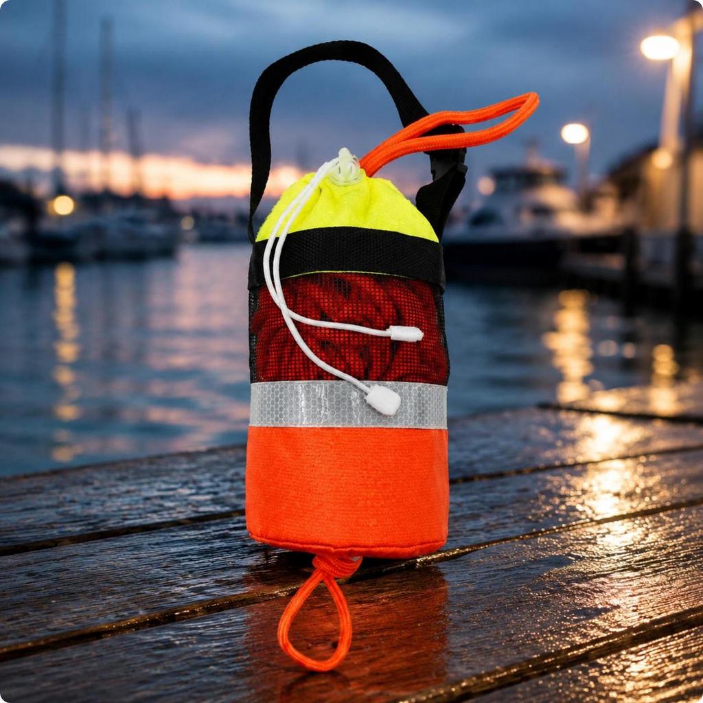 Aquatic Retrieval Throw Bag Reflective Band Rope Drawstring Opening Gear 16M Orange Normal