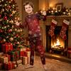 Christmas Printed Family Matching Long Sleeve Neck Loungewear Set for Parents and Kids