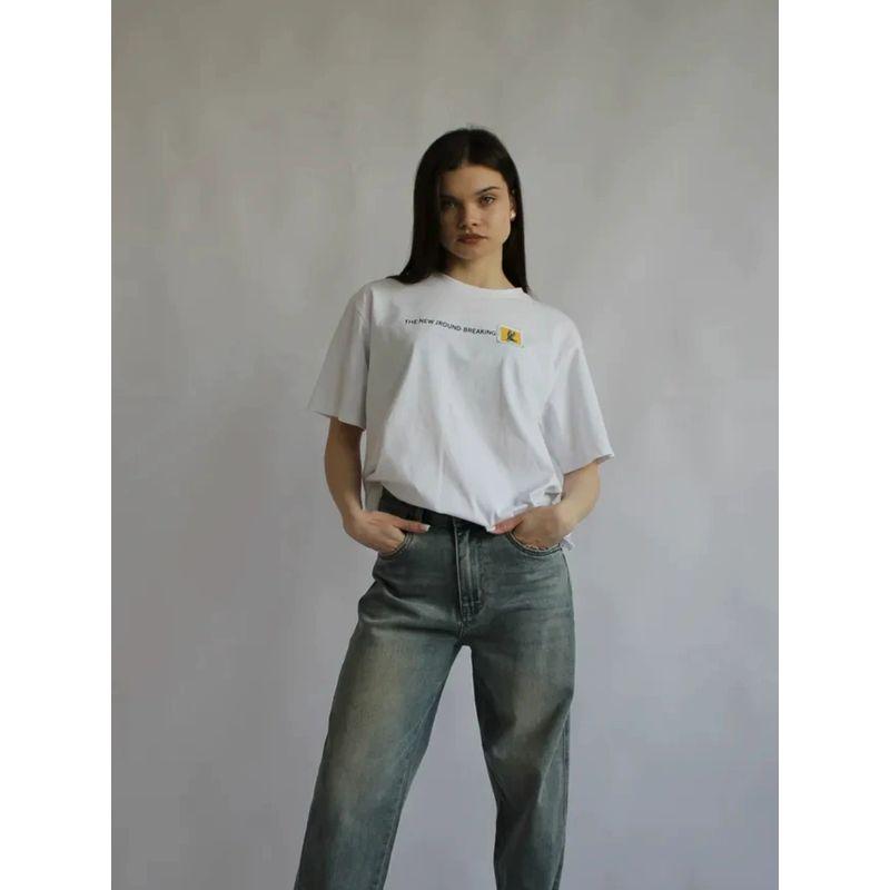 Loose Printed T-shirt Top Western Style New Loose Casual Print Letters Cotton T-shirt Top