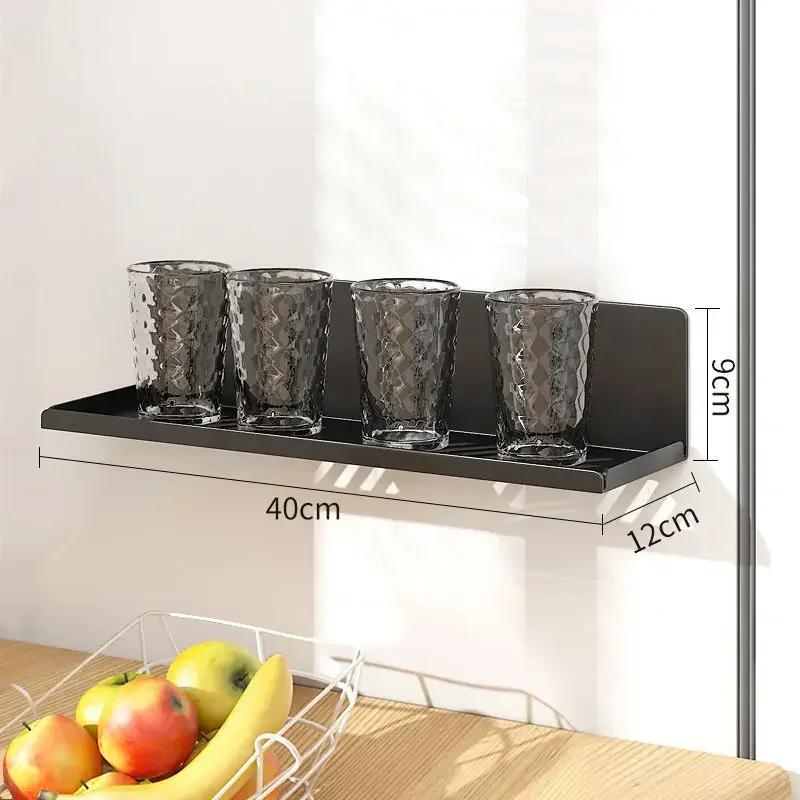 Kitchen Fridge Organizer Rack Magnetic Refrigerator Storage Shelf Wall Mounted Spice Rack Punch-Free Hanging Water Cup Holder