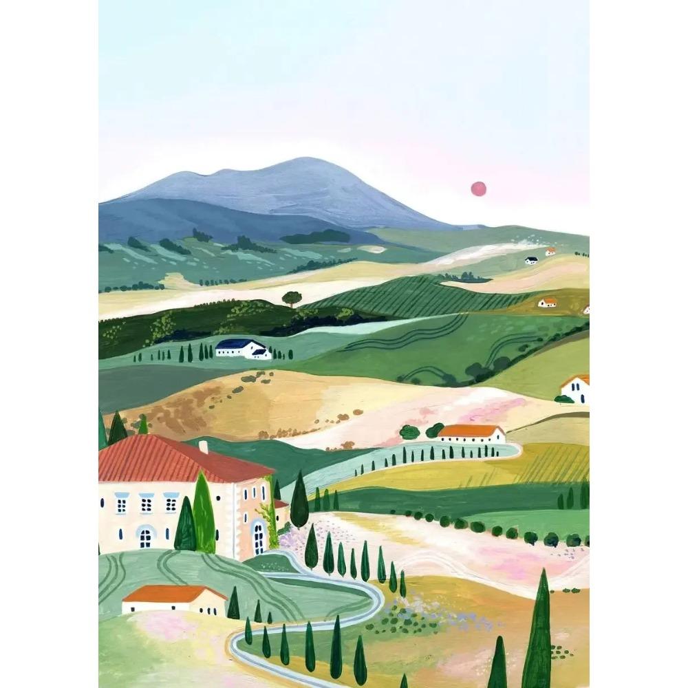 World Travel City Poster Landscape Greece Italy Florence Paris France Canvas Print Painting Wall Art Living Room Home Decorative