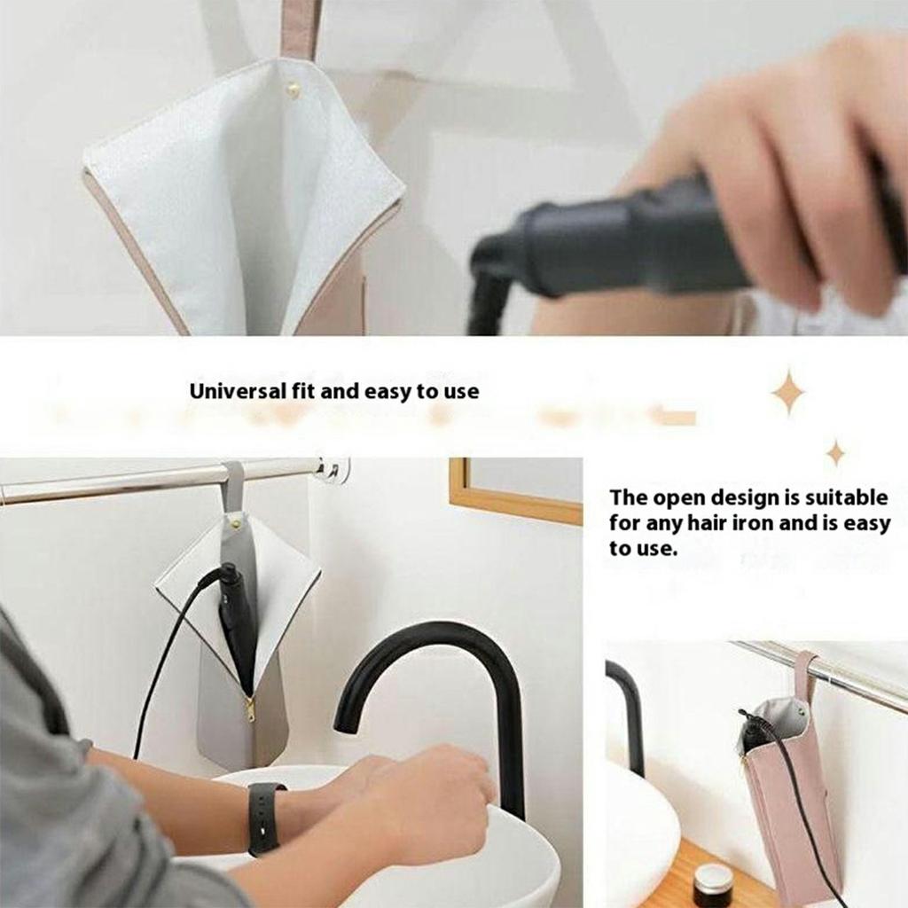 Portable Curling Iron Storage Bag Heat Resistant Travel Home Curling Iron Hanging Organizer