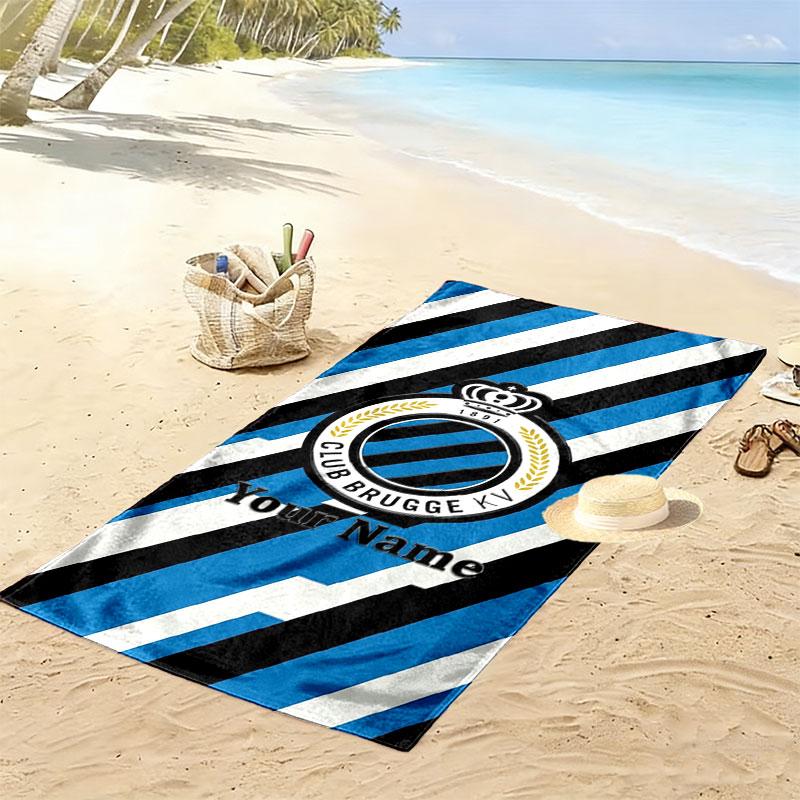 Club Brugge KV Custom Name Print Beach Towel, Large Soft Quick Dry Towel for Beach Camping Swimming