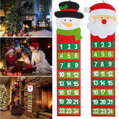 Christmas Calendar Santa Claus Snowmen Hanging Door Wall Window Christmas Decor