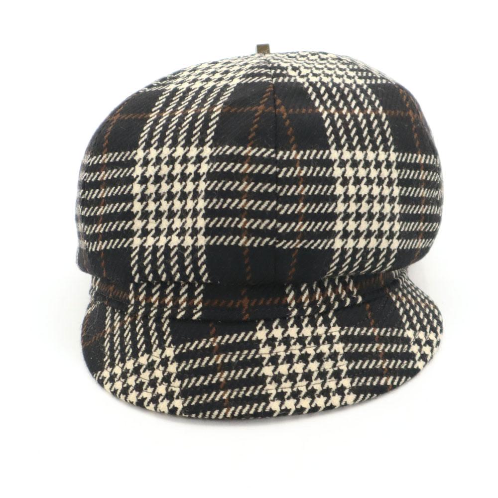 Borsalino Made In Italy Wool Houndstooth Casquette Black Series Women Used