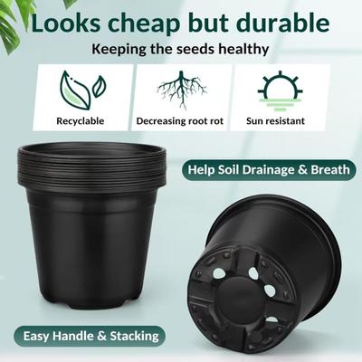 Seedlings Pots with Drainage Holes Plastic Plant Nursery Pots Seeds Starter Pots for Succulents Flowers Herbs Transplanting Indoor Outdoor Gardening