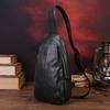 New Minimalist Leather Men's Chest Bag, Fashionable Top Layer, Vegetable Tanned Cowhide Men's Chest Shoulder Bag, Trendy Casual Men's Bag