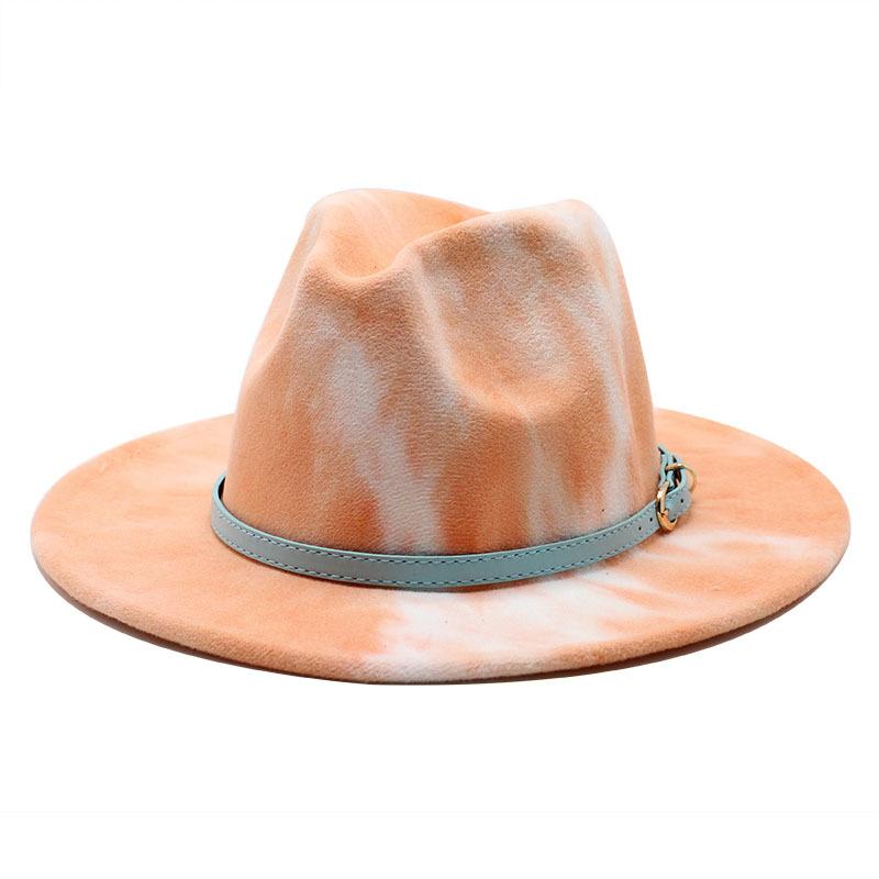 

Tie-Dye Woolen Top Hat Women S Big-Brimmed Jazz Felt Hat Men S Outdoor Travel Hat Double-Sided Printed Hat M（56-58cm）