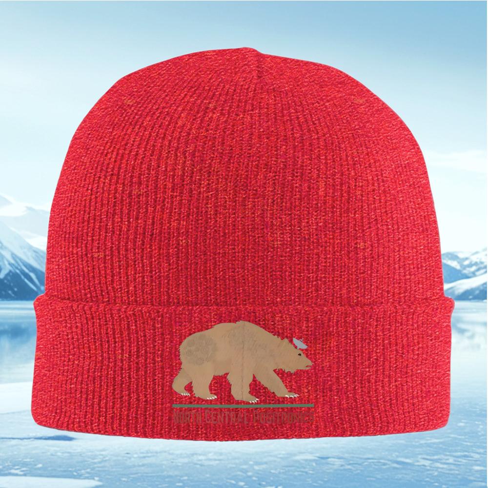 

Bear silhouettesatellitecompany logoblack background Men Women Unisex Knitted Hat Beanie Pullover Cap Winter Thermal Warm Chr