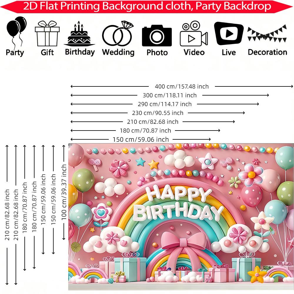 1pc Rainbow Birthday Background Cloth Banner Suitable for Birthday Celebrations Holiday Celebrations Photography Props