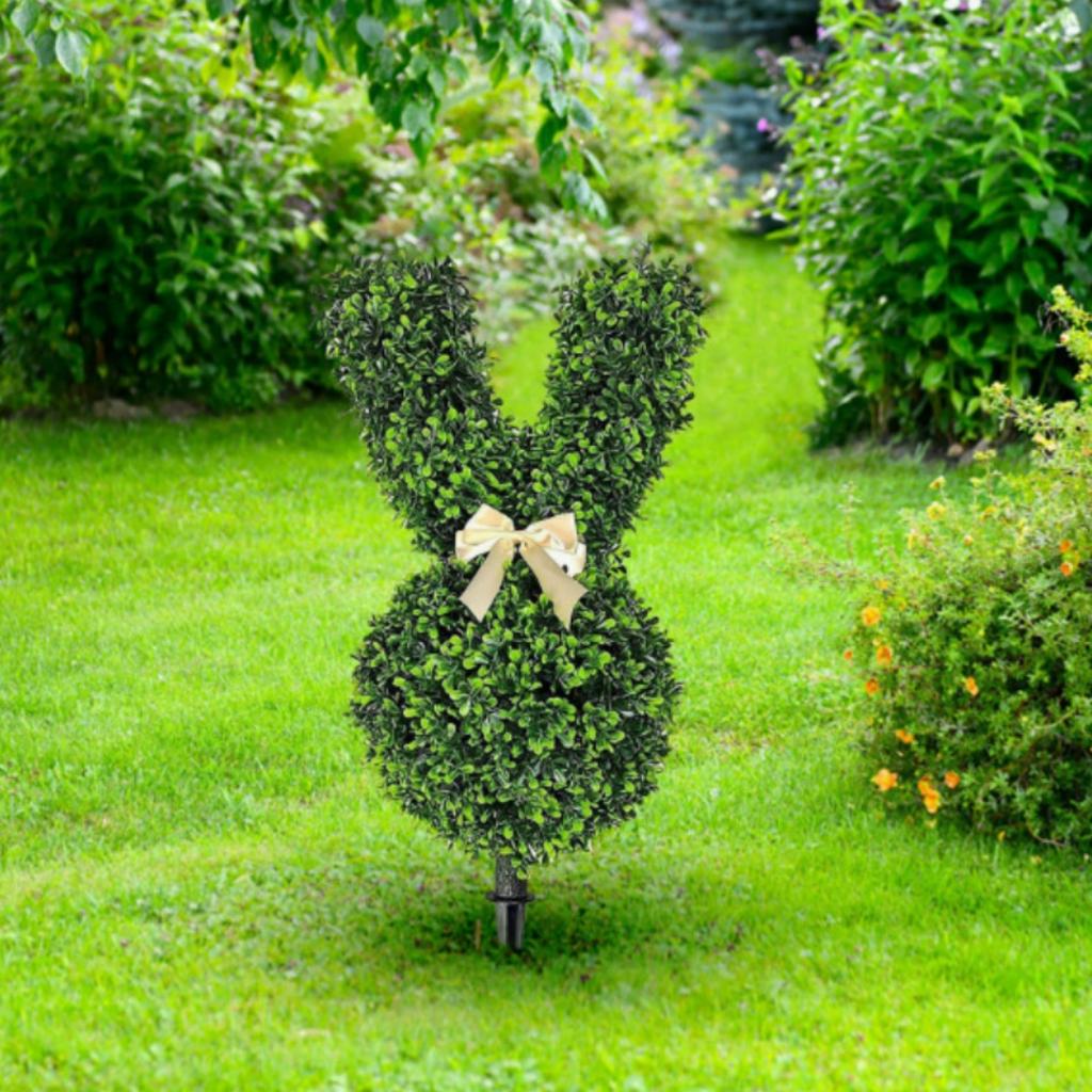 Easter Bunny Topiary Tree Artificial Green Rabbit Plant Garden Stake Outdoor Yard Patio Party Home Decoration Spring Festival