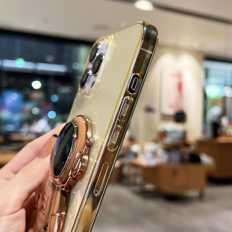 For iPhone 14 Pro Plating Astronaut Holder TPU Phone Case