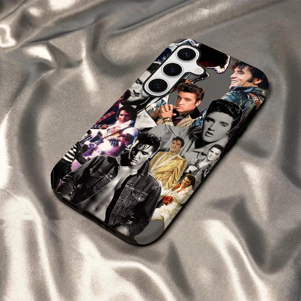 Coque de téléphone E-Elvis P-Presley Chanteur Pour Samsung S25 S24 S23 S22 S21 Plus Ultra A56 A36 A26 A16 Couverture Rigide PC HD Brillante