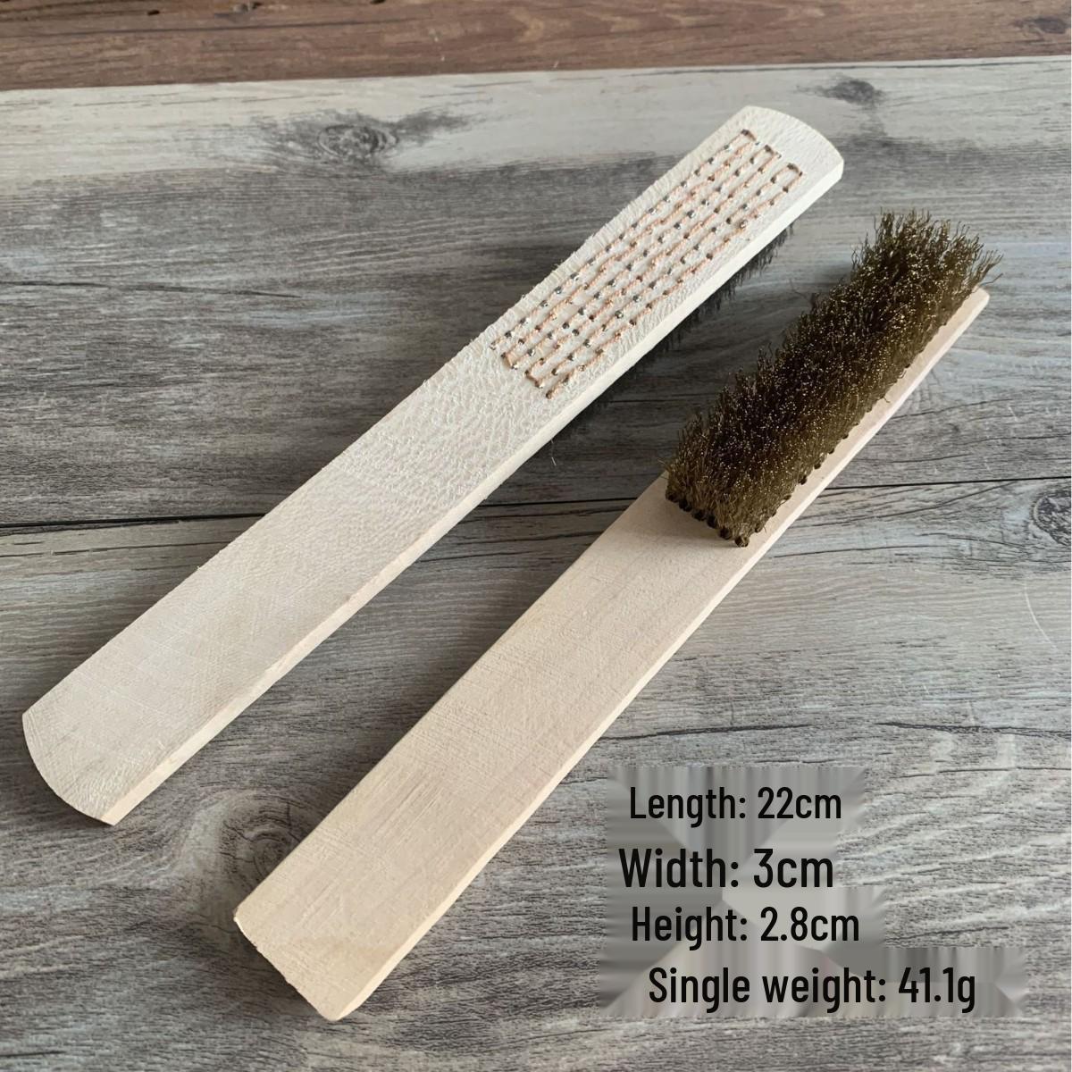 Handcrafted Wooden Handle Brush with Dense Copper and Steel Wire Bristles - Wénwán Hardware Mold Brush 6 rows hand-made dense stainless steel wire brush
