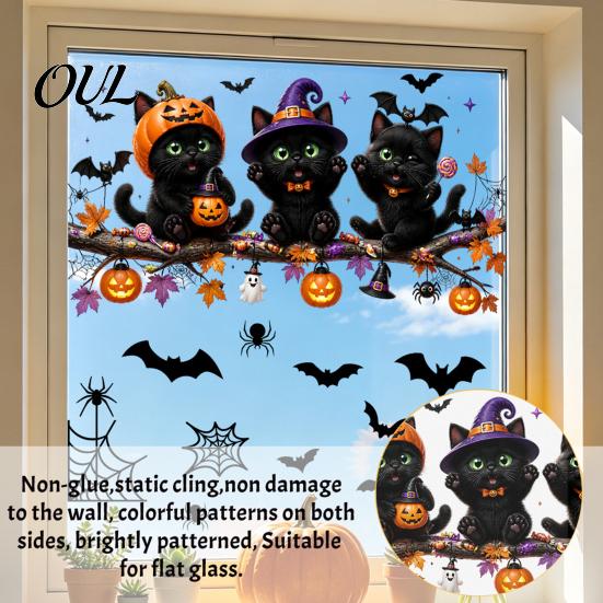 Decorative Window Film Halloween Ghost Glass Sticker, Cartoon Static Cling for Decals Parties, Waterproof Decoration Decal Home Office Seasonal Party