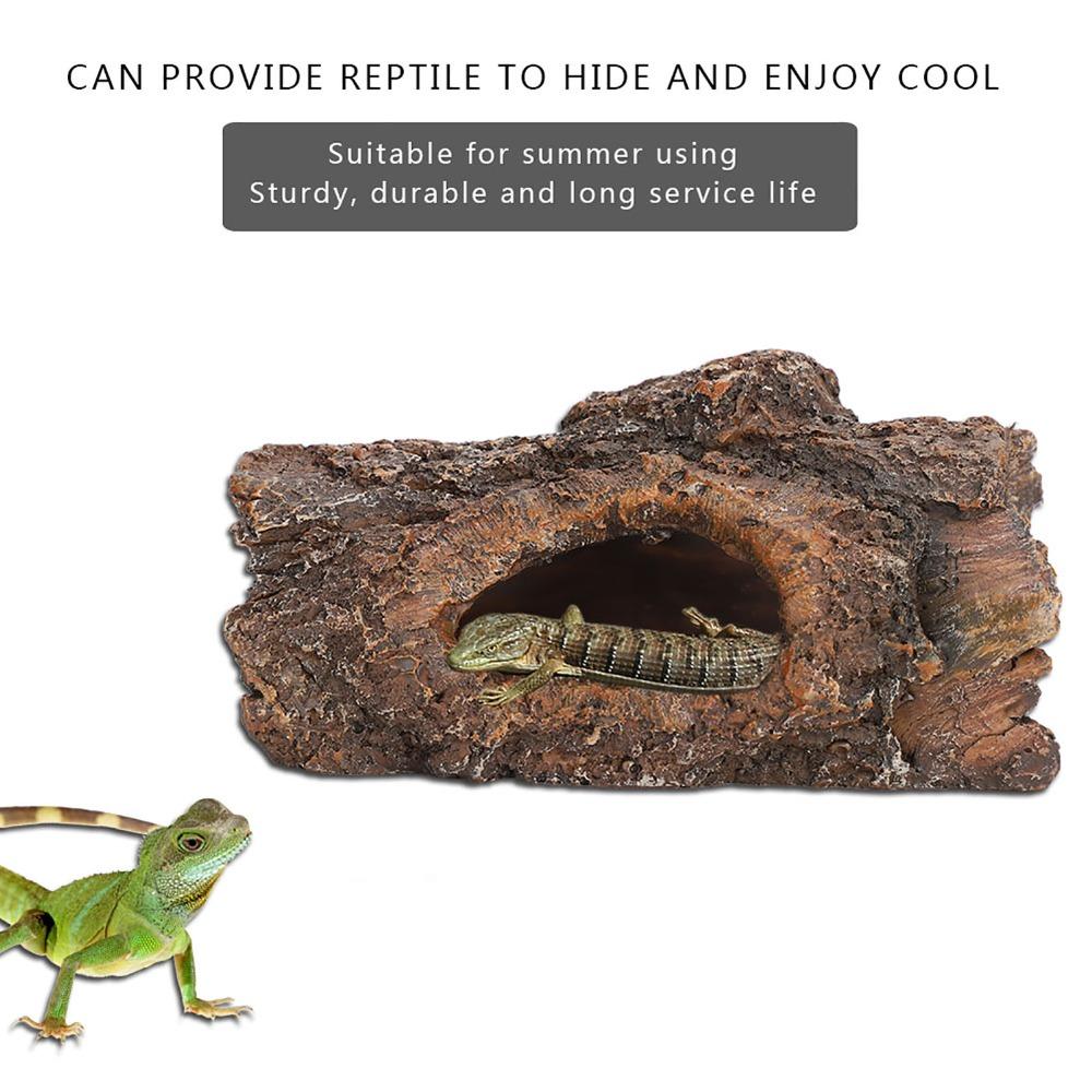 Tree Bark Shape Reptile Hideout Resin Amphibians Hide Cave Reptile Hide Cave Terrarium Decor