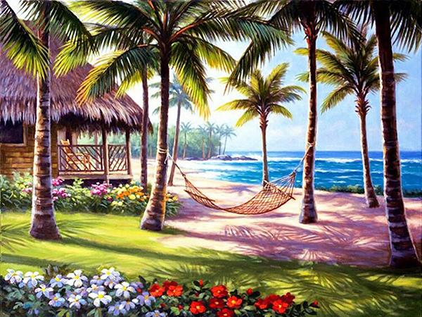 5D Diamond Painting Sunset Love Beach DIY Round Full Diamond Embroidery Kit Landscape Home Decoration Crafts