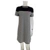 European and American Women's Clothing Is In Stock, Short-sleeved Color-matching T-shirt Skirt, Casual and Fashionable Round Neck Black and White