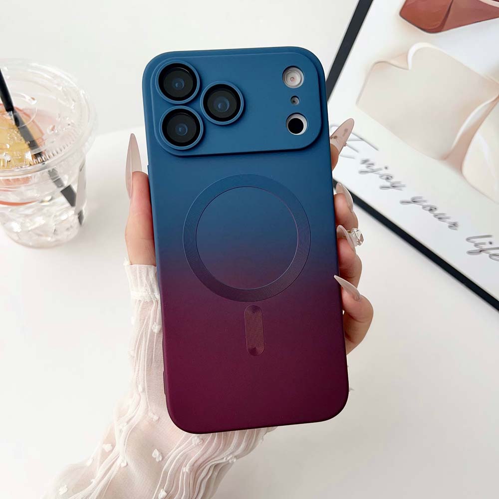 

Цветной градиент для чехла с беспроводной зарядкой Magsafe для IPhone 17 Air 16 15 14 13 12 11 Pro Max Plus Мягкий силиконовый магнитный чехол for iPhone 17 Pro синий