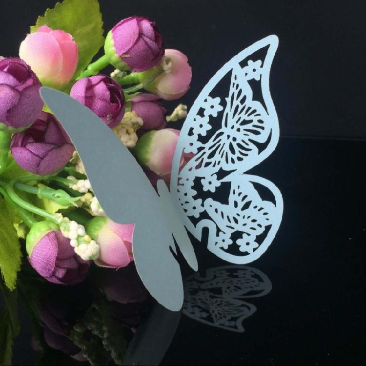 Place Card Butterfly 100pcs Name Wine Glass Cup Glass High Feet Cup Decoration
