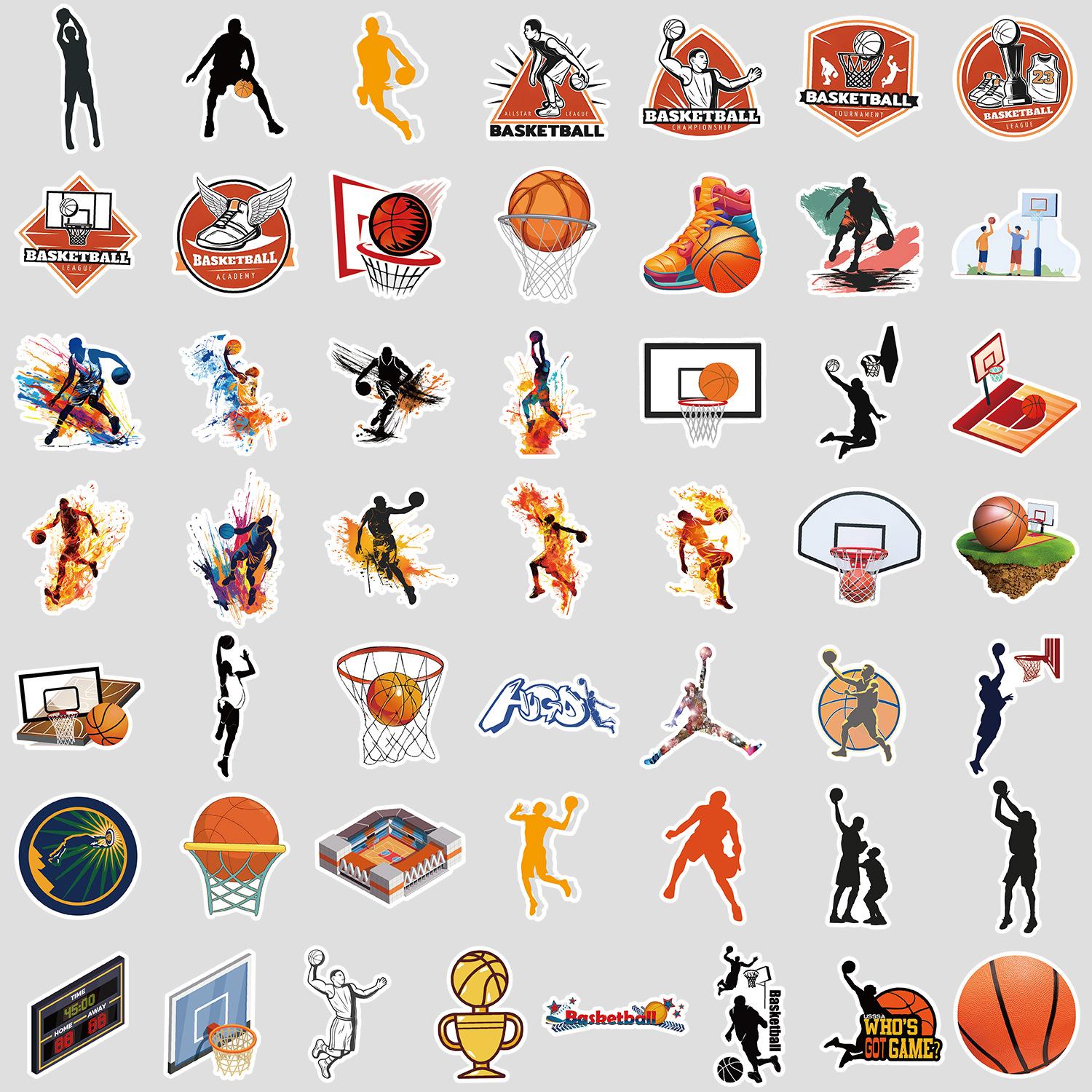 

50 листов баскетбольных граффити, персонализированные виды спорта, детское творчество, наклейки для чемодана на скейтборд для DIY, водонепроницаемые