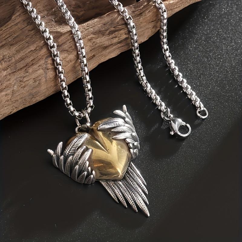 [Vintage Angel Wings Necklace] 1pc Vintage Angel Wings Feather Pendant Necklace | Fashion Hip Hop Punk Jewelry for Women