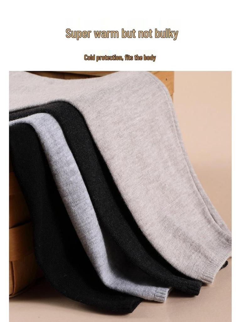 Unisex Thin Wool Knit Base Layer Pants: High Waist, Warm & Thick for Autumn/Winter