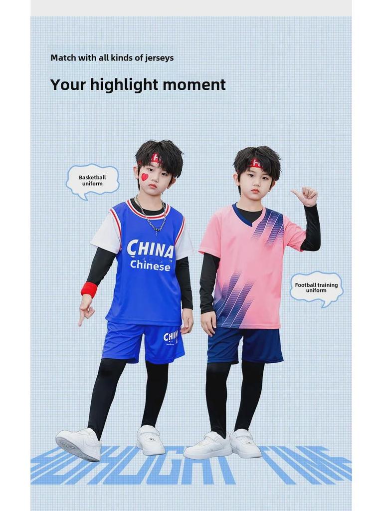 Kids & Adults Quick-Dry Sports Suit: Long Sleeve Tights for Football, Basketball, Fitness