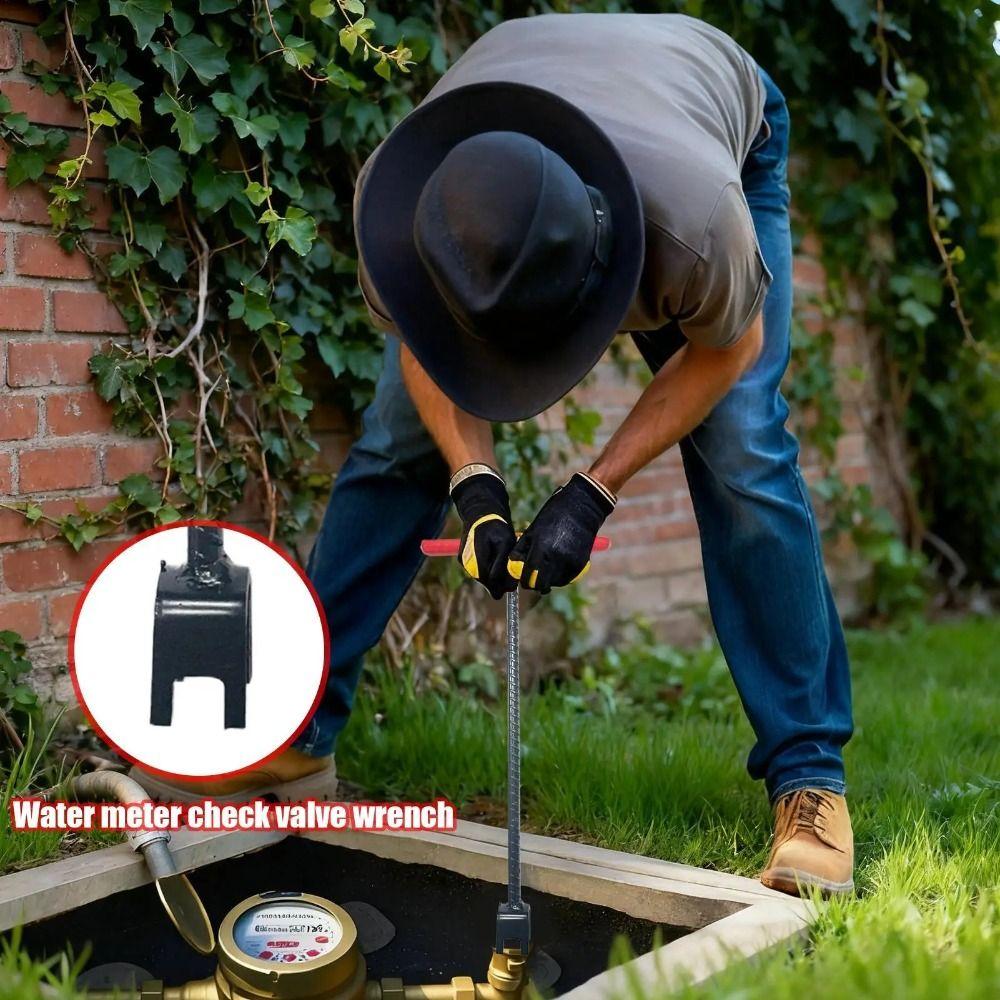 Sturdy Steel Water Meter Key Heavy Duty Threaded Valve Shut Off Spanner Outdoor Backyard