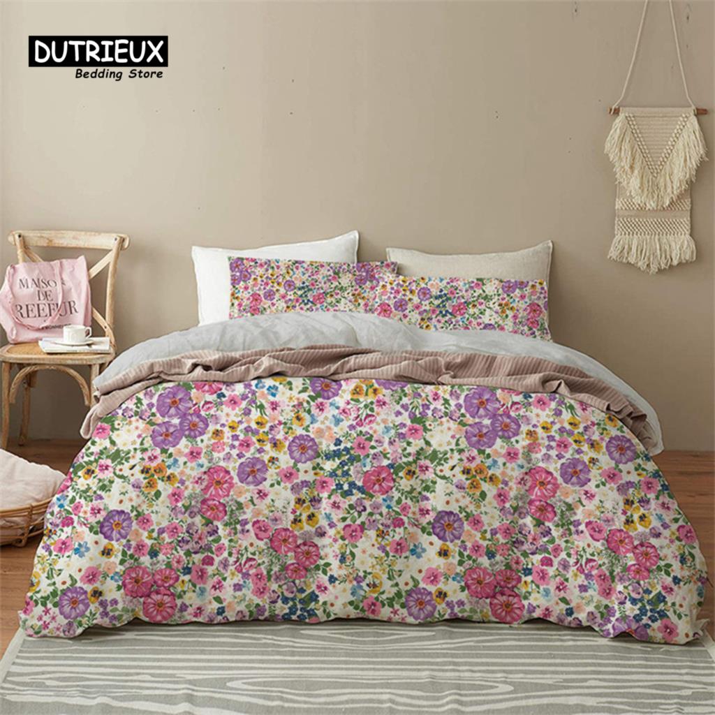 Comforter Green Palm Leaf Floral Bedding Set Tropical Leaves Flowers Animals Microfiber Comforter For Adults Kids Decor