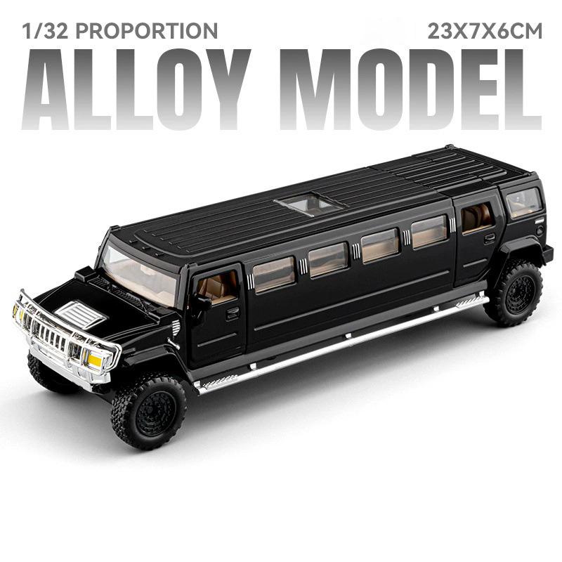 Scale 1:32 H2 Car Model Toy Doors Opened Pull Back High Simulation Sound Light Miniature Models Toys Hooby Gifts for Kids