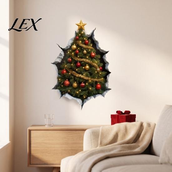 3D Holiday Wall Art Christmas Stickers, Decals for Living Room Bedroom And Party Decor Decor, Removable PVC Festive Home Entrance Classroom