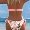 1011 New European and American Style Printed Bikini Women's Split Swimsuit Sexy Suspender Steel Tray Gathering Vacation Style Swimsuit