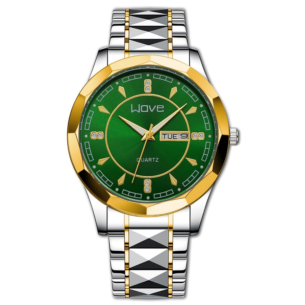 Langjue Watch Alloy Steel Belt Quartz Watch Luminous Polygonal Dial Watch Calendar Fashion Couple Watch