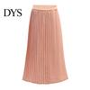 Indoor And Outdoor Wear Skirt Women Pleated Midi Elastic High Waist Solid Color for Smooth Outline Slimming Daily